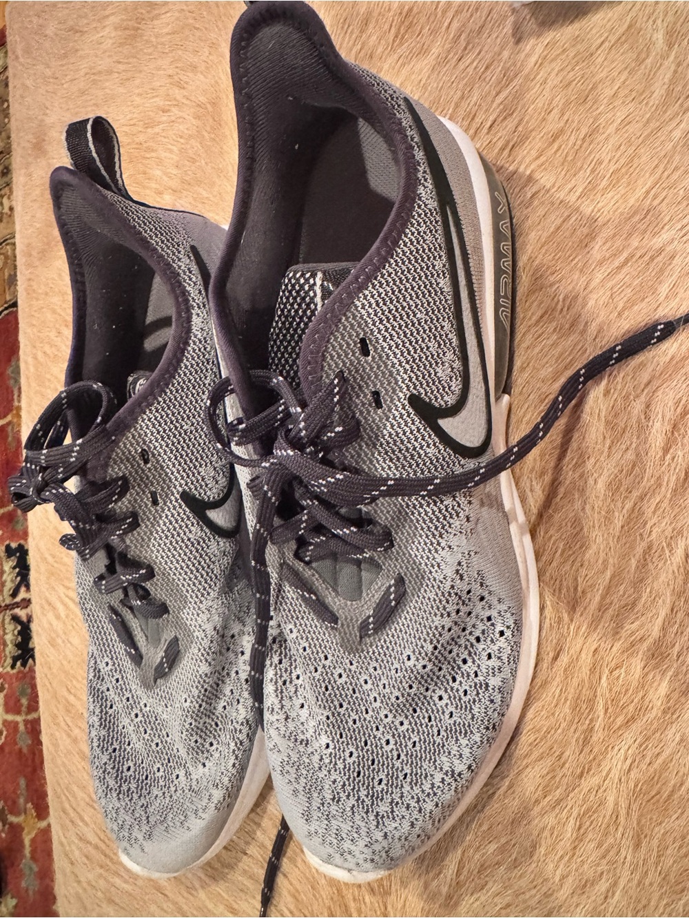 Nike AirMaxGray and Black Knit Athletic Running Shoes
